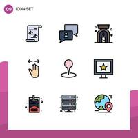 Universal Icon Symbols Group of 9 Modern Filledline Flat Colors of map zoom out aroma spa lamp right gesture Editable Vector Design Elements