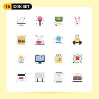 Pack of 16 Modern Flat Colors Signs and Symbols for Web Print Media such as rabbit bynny lollipop service funds Editable Pack of Creative Vector Design Elements