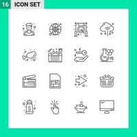 Universal Icon Symbols Group of 16 Modern Outlines of diet cloud chinese cloud iot Editable Vector Design Elements