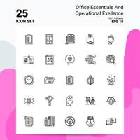 25 elementos esenciales de oficina y conjunto de iconos de excelencia operativa 100 archivos editables eps 10 concepto de logotipo de empresa ideas diseño de icono de línea vector