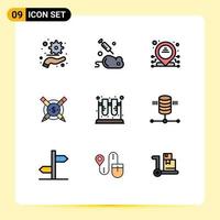 Universal Icon Symbols Group of 9 Modern Filledline Flat Colors of science jar dedicated chemistry paid articales Editable Vector Design Elements