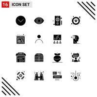 16 Universal Solid Glyph Signs Symbols of personalization settings dollar panel target Editable Vector Design Elements