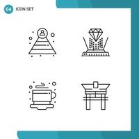 Universal Icon Symbols Group of 4 Modern Filledline Flat Colors of career tea hologram diamond gate Editable Vector Design Elements