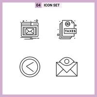 Modern Set of 4 Filledline Flat Colors Pictograph of email interface action page user Editable Vector Design Elements