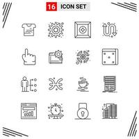 16 Icons Line Style Grid Based Creative Outline Symbols for Website Design Simple Line Icon Signs Isolated on White Background 16 Icon Set Creative Black Icon vector background