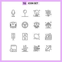 16 User Interface Outline Pack of modern Signs and Symbols of online innovation bulb idea idea Editable Vector Design Elements