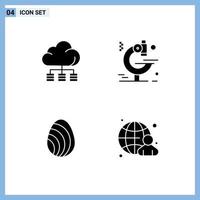 Modern Set of 4 Solid Glyphs and symbols such as cloud nature technology research businessman Editable Vector Design Elements