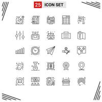 Line Pack of 25 Universal Symbols of direction technology lock gallery security Editable Vector Design Elements
