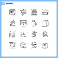 16 iconos creativos signos y símbolos modernos de diseño pago pastel crédito crédito elementos de diseño vectorial editables vector