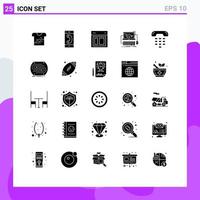 25 User Interface Solid Glyph Pack of modern Signs and Symbols of store online outgoing cart web Editable Vector Design Elements