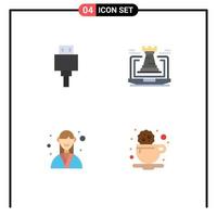 paquete de línea vectorial editable de 4 iconos planos simples de dispositivos diseñador usb fort manager elementos de diseño vectorial editables vector