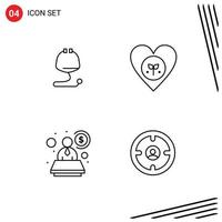 Modern Set of 4 Filledline Flat Colors and symbols such as medical account stethoscope favorite specialist Editable Vector Design Elements
