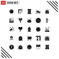 Universal Icon Symbols Group of 25 Modern Solid Glyphs of attachment modeling repair cube script Editable Vector Design Elements