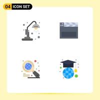 4 Universal Flat Icons Set for Web and Mobile Applications school internet education usa education Editable Vector Design Elements