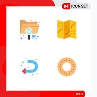 Mobile Interface Flat Icon Set of 4 Pictograms of analysis sign extension navigation left Editable Vector Design Elements