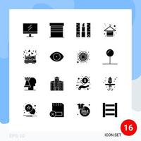 Modern Set of 16 Solid Glyphs and symbols such as dating fashion beauty apparel clothes Editable Vector Design Elements