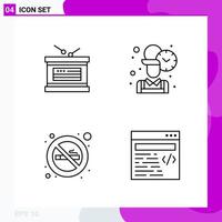 Line Icon set Pack of 4 Outline Icons isolated on White Background for Web Print and Mobile Creative Black Icon vector background