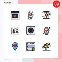 Set of 9 Modern UI Icons Symbols Signs for electronics bass hat startup finance Editable Vector Design Elements