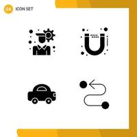 Universal Icon Symbols Group of 4 Modern Solid Glyphs of account vehicles magnet automobile road Editable Vector Design Elements