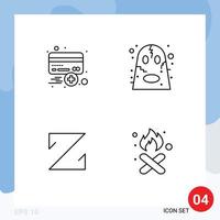 Group of 4 Modern Filledline Flat Colors Set for add z coin plus ghost crypto Editable Vector Design Elements