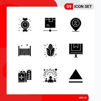 Set of 9 Commercial Solid Glyphs pack for sleep child shipping bed percentage Editable Vector Design Elements