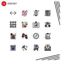 Modern Set of 16 Flat Color Filled Lines Pictograph of pattern newspaper paint news smart watch Editable Creative Vector Design Elements