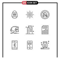 Set of 9 Modern UI Icons Symbols Signs for earn hand weather business off Editable Vector Design Elements