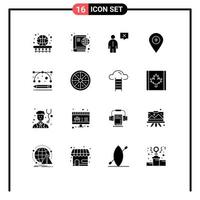 Universal Icon Symbols Group of 16 Modern Solid Glyphs of marker location online plus human Editable Vector Design Elements