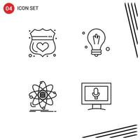 Pictogram Set of 4 Simple Filledline Flat Colors of guard data secure idea research Editable Vector Design Elements