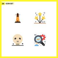 Modern Set of 4 Flat Icons and symbols such as lighthouse bones beach light human Editable Vector Design Elements