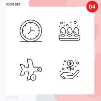 User Interface Pack of 4 Basic Filledline Flat Colors of clock transport breakfast flight hand Editable Vector Design Elements