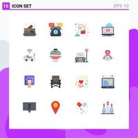 Group of 16 Modern Flat Colors Set for car video businessman streaming game Editable Pack of Creative Vector Design Elements