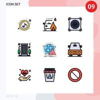 Pictogram Set of 9 Simple Filledline Flat Colors of antivirus romantic electric romance hotel Editable Vector Design Elements