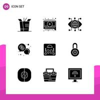 Modern Set of 9 Solid Glyphs Pictograph of weight medical vision health communication Editable Vector Design Elements