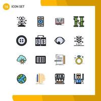 Modern Set of 16 Flat Color Filled Lines and symbols such as cashless button writing summer bamboo Editable Creative Vector Design Elements