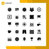 User Interface Pack of 25 Basic Solid Glyphs of arrow organization direction management employee Editable Vector Design Elements