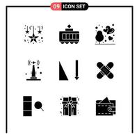 Set of 9 Solid Style Icons for web and mobile Glyph Symbols for print Solid Icon Signs Isolated on White Background 9 Icon Set Creative Black Icon vector background