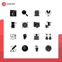 Mobile Interface Solid Glyph Set of 16 Pictograms of iot rabbit big sale easter percentage Editable Vector Design Elements