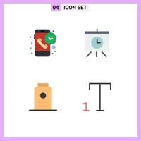 Set of 4 Modern UI Icons Symbols Signs for call fresh receiver presentation white Editable Vector Design Elements