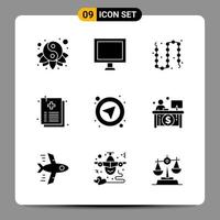 9 Black Icon Pack Glyph Symbols Signs for Responsive designs on white background 9 Icons Set Creative Black Icon vector background