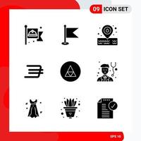 Creative Set of 9 Universal Glyph Icons isolated on White Background Creative Black Icon vector background