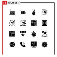 16 User Interface Solid Glyph Pack of modern Signs and Symbols of space flight pencil comet rabbit Editable Vector Design Elements