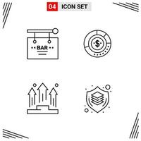 4 Icons Line Style Grid Based Creative Outline Symbols for Website Design Simple Line Icon Signs Isolated on White Background 4 Icon Set Creative Black Icon vector background