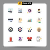 Mobile Interface Flat Color Set of 16 Pictograms of payment finance holidays cake sweet Editable Pack of Creative Vector Design Elements