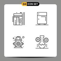 conjunto de 4 iconos de ui modernos símbolos signos para ascensor congelar control eléctrico elementos de diseño vectorial editables vector