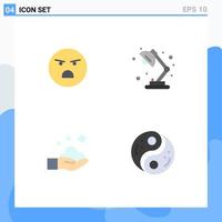 Group of 4 Modern Flat Icons Set for emoji hand feeling light wash Editable Vector Design Elements