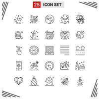 25 Icons Line Style Grid Based Creative Outline Symbols for Website Design Simple Line Icon Signs Isolated on White Background 25 Icon Set Creative Black Icon vector background