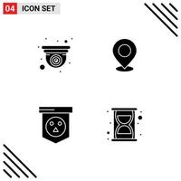 Stock Vector Icon Pack of 4 Line Signs and Symbols for cam place web mark pointer Editable Vector Design Elements