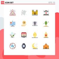 Universal Icon Symbols Group of 16 Modern Flat Colors of shopping presentation sand castle business shield Editable Pack of Creative Vector Design Elements