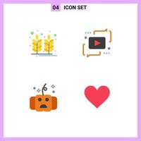 Pictogram Set of 4 Simple Flat Icons of farm all wheat marketing halloween Editable Vector Design Elements